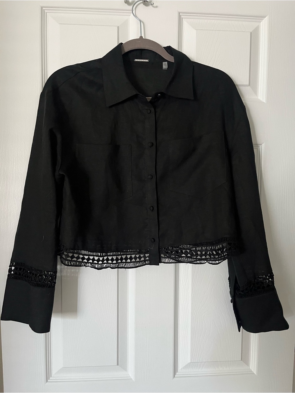 Elie Tahari Black linen button down